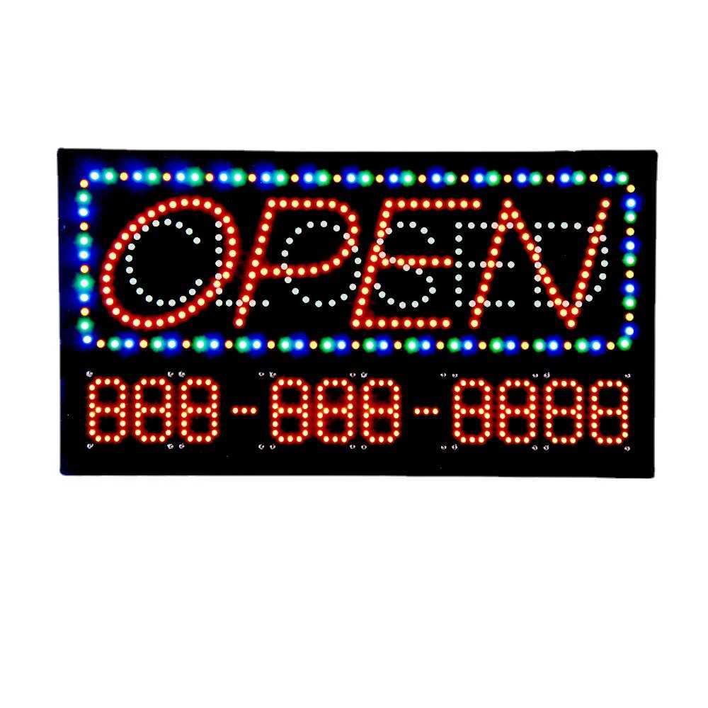 跨境出口LED广告牌灯箱店招牌数字时间 LED Open Closed 带切换