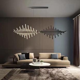 新款 北欧客厅吊灯现代简约楼梯间极简鱼骨酒店办公室长条餐厅灯具