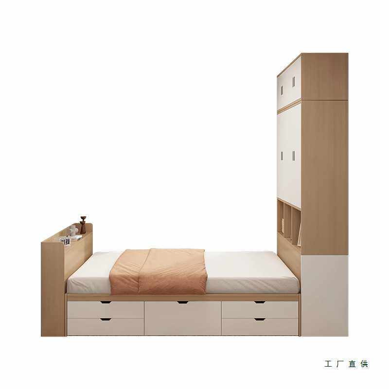 实木衣柜床一体定 制小户型组合隐形储物衣柜靠墙多功能榻榻米床