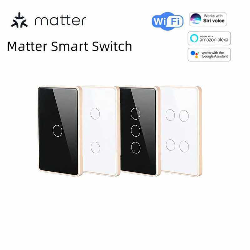 Matter Wifi  Smart  Switch金属边框美规零火智能开关