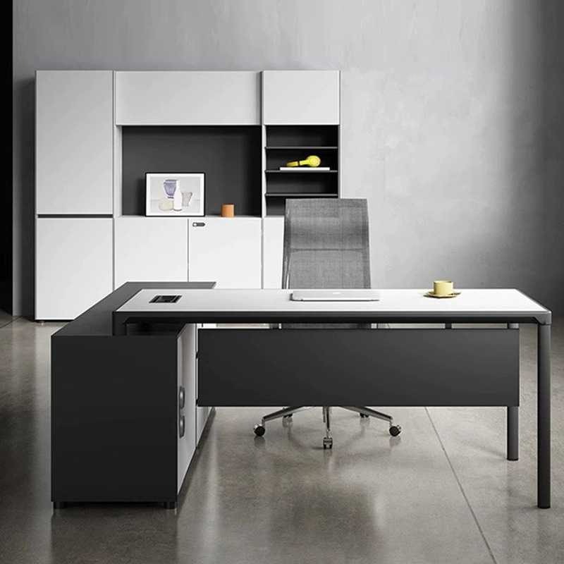 极简经理办公室桌简约现代大班台总裁主管带侧柜轻奢高级感领导桌