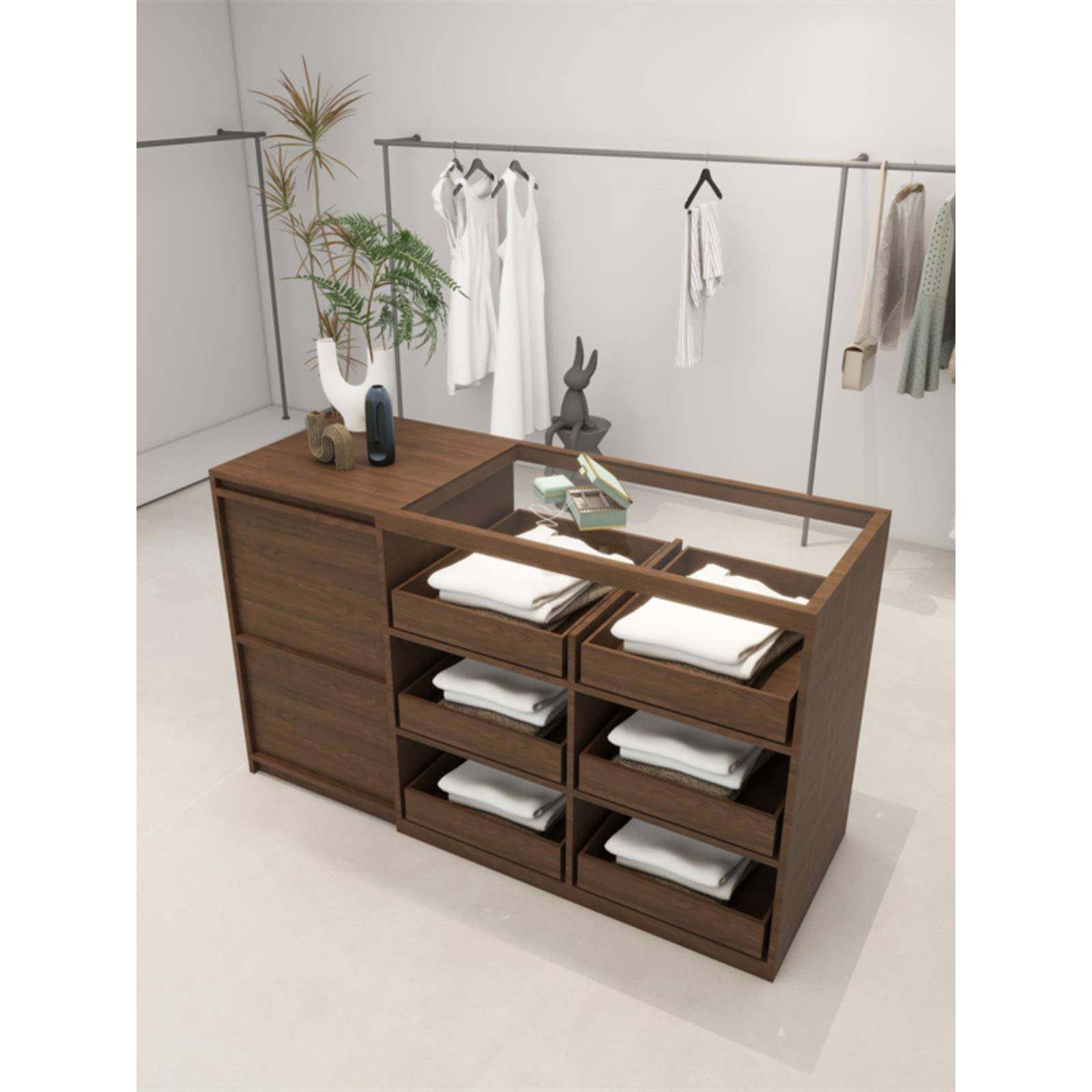 需定制简约现代服装店中岛展示桌收银台女装店铺柜台中间摆放陈列