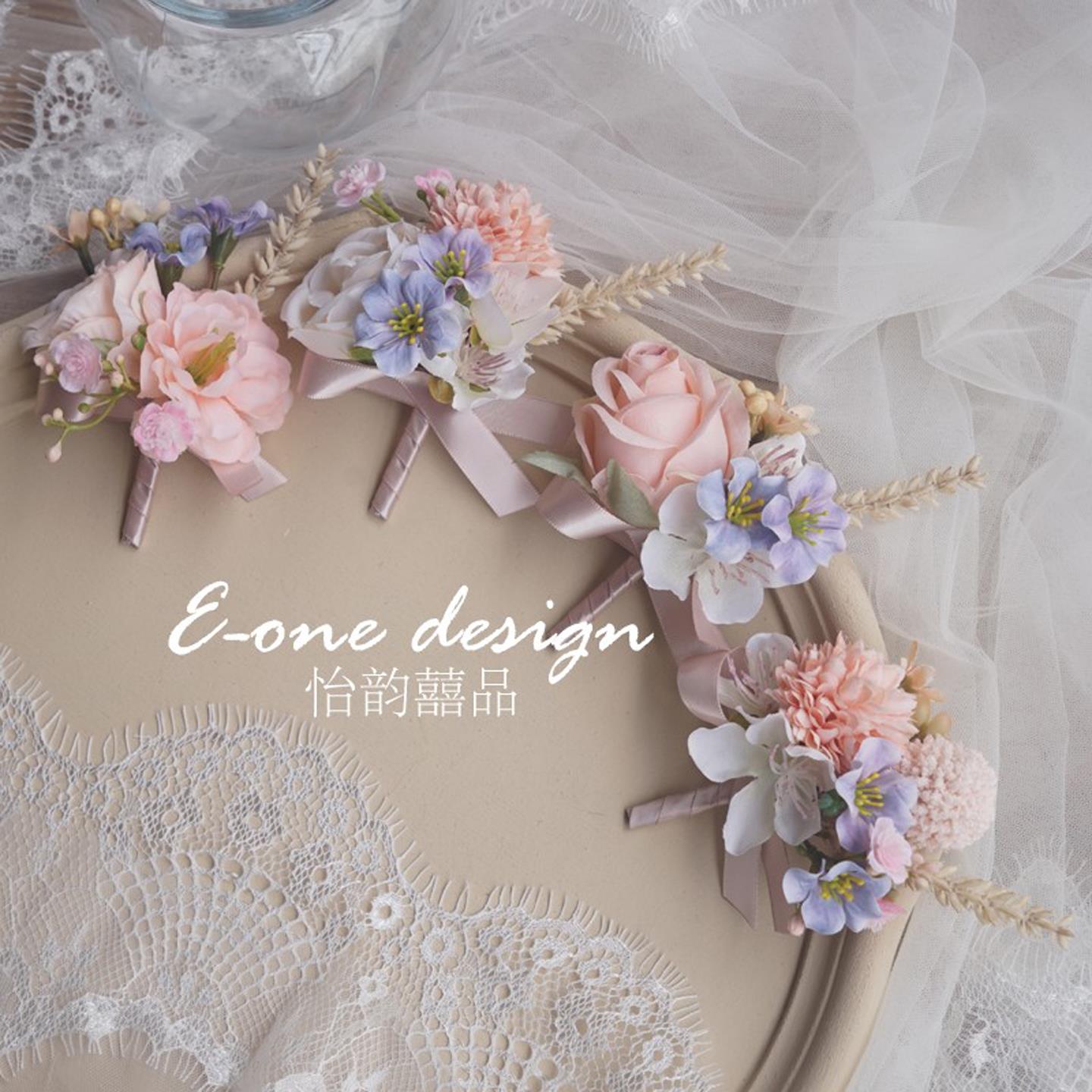 2025韩式欧式香槟色婚礼结婚胸花手腕花新娘新郎伴娘伴郎父母亲