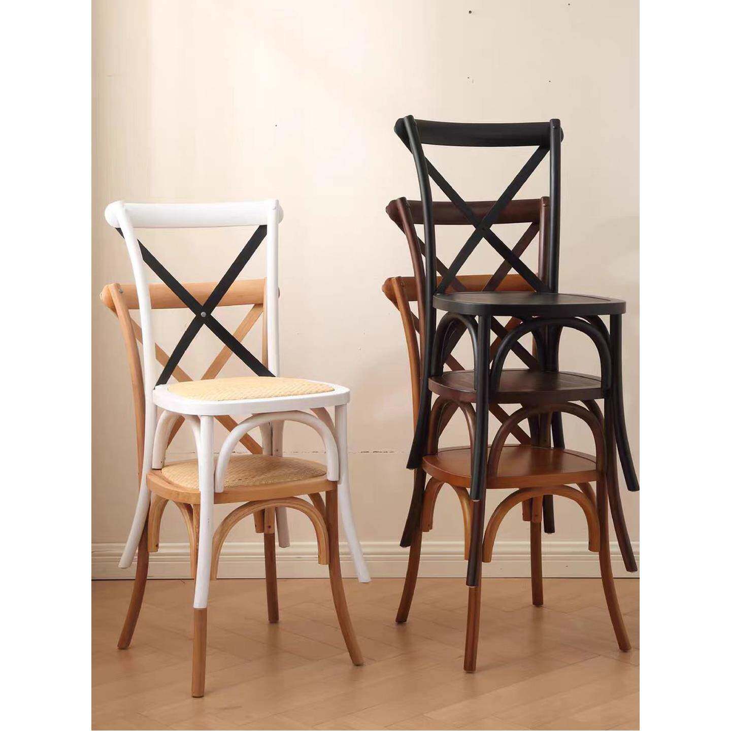 需定制北欧叠加美式乡村休闲实木餐椅简约家用覆古餐桌椅酒店餐厅