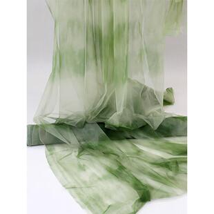 绿色纱幔布料中式吊顶装饰中国风婚庆婚礼背景国风古风网红纱布料