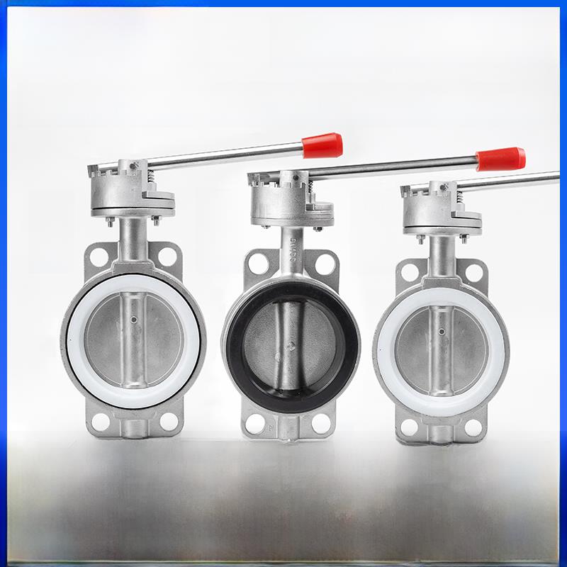 304不锈钢夹手动蝶阀D71X/F-10P软密封201手柄有机硅Ptfe Dn50 80