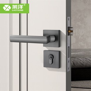 方形简约家用门把手 静音室内c门锁卧室房间分体锁磁吸新中式