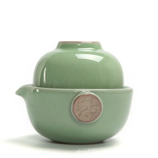 制 厂家直销汝窑快客杯一壶一杯陶瓷功夫茶具旅行便R携茶杯茶壶定