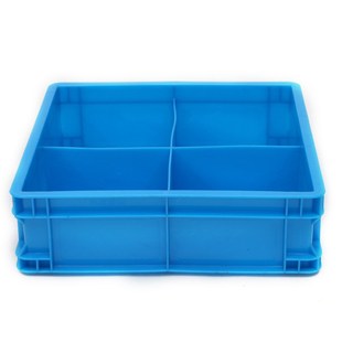 加厚正T方形4格物流箱 塑料田字格四格周转箱蓝色工具零件收纳盒