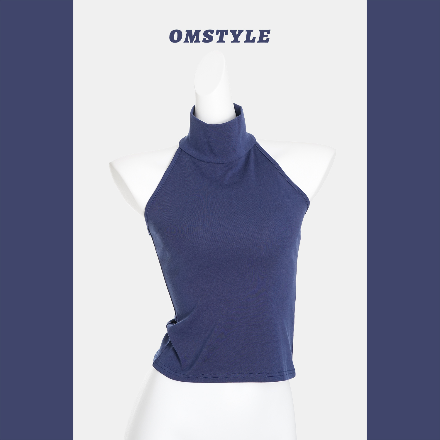 纯欲风辣妹高领露肩露背无袖背心