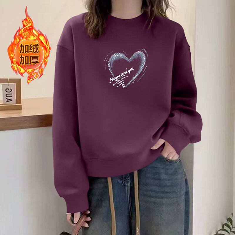 秋冬加绒加厚女纯棉短款卫衣时尚洋气百搭宽松遮肉显瘦小个子上衣