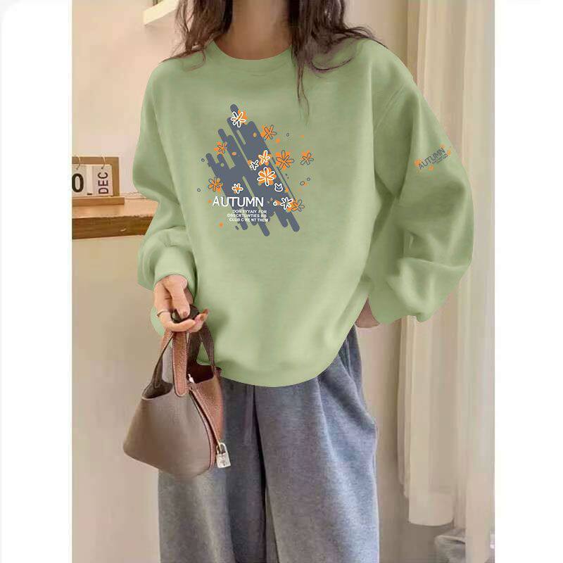秋冬纯棉女装长袖套头卫衣时尚洋气新款百搭宽松显瘦慵懒风上衣潮