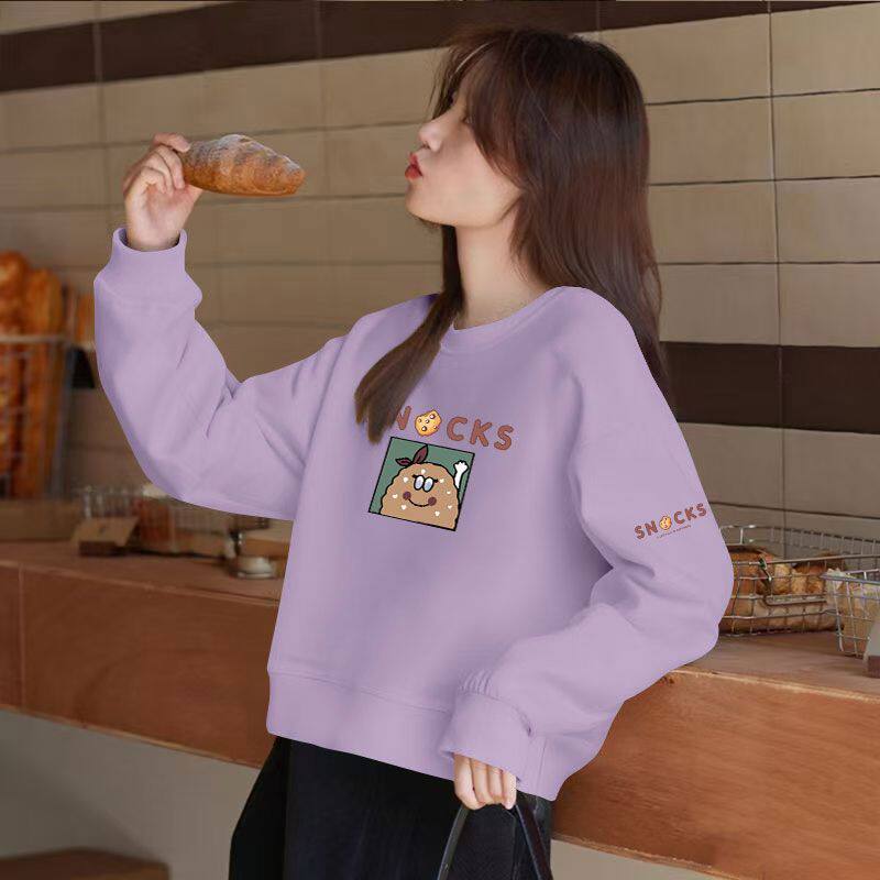 纯棉复合牛奶丝短款高腰卫衣女