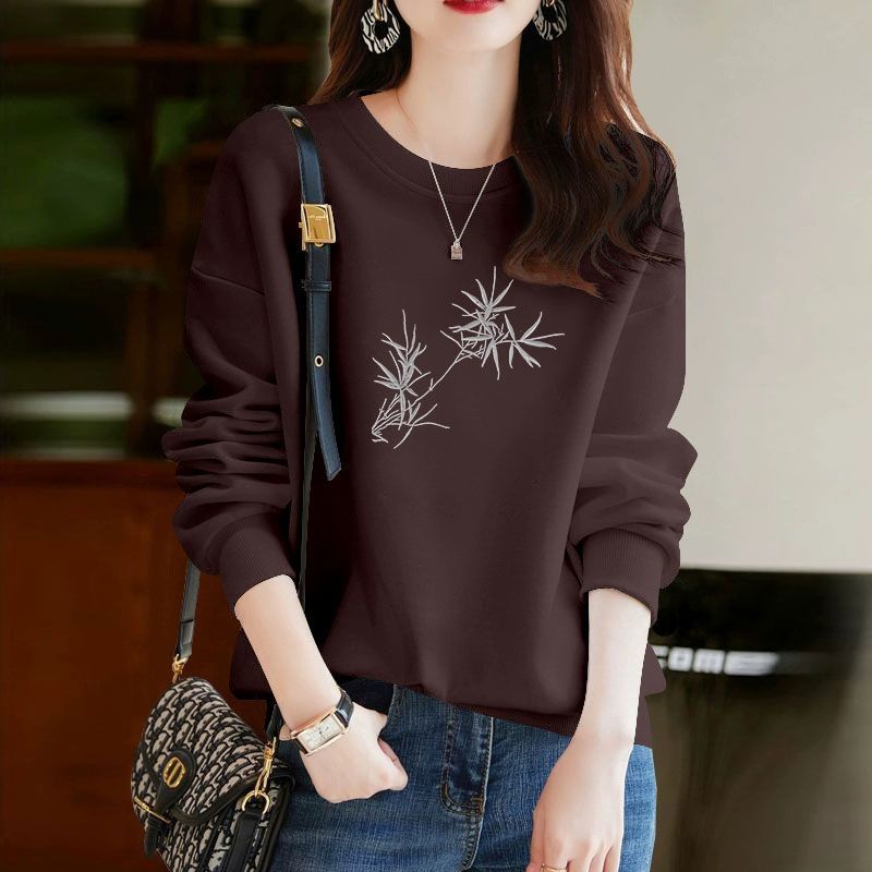 春秋女士纯棉圆领卫衣时尚通勤