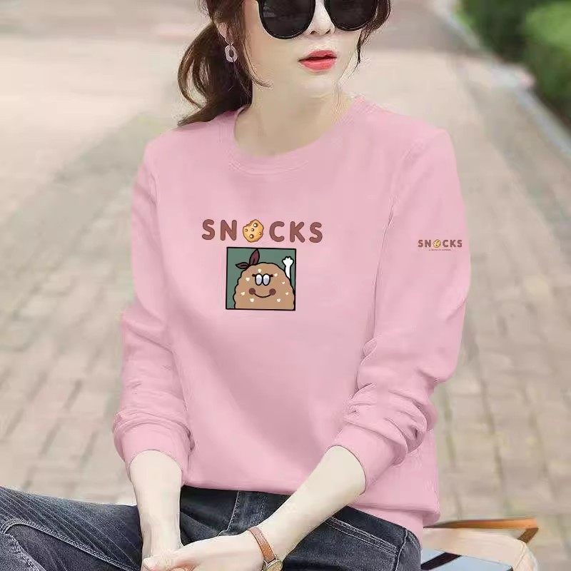 秋冬纯棉粉色长袖套头卫衣女时尚韩版洋气减龄百搭显瘦印花上衣服,女装/女士精品,卫衣/绒衫,淘宝优惠券,粉丝福利购,淘宝优惠卷