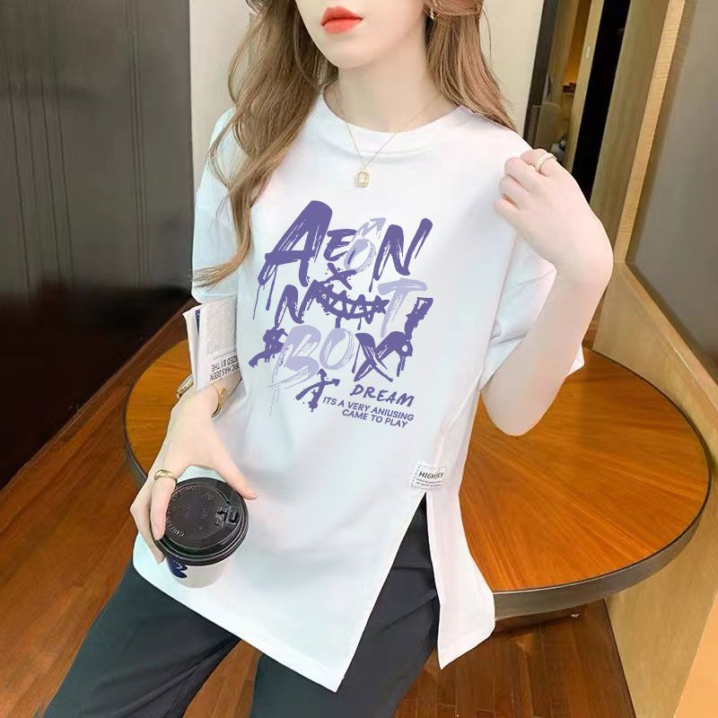纯棉短袖t恤女简约宽松潮流ins