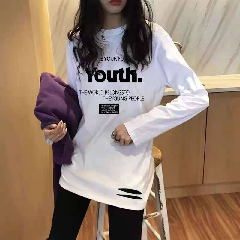 100%纯棉加绒中长款打底衫女