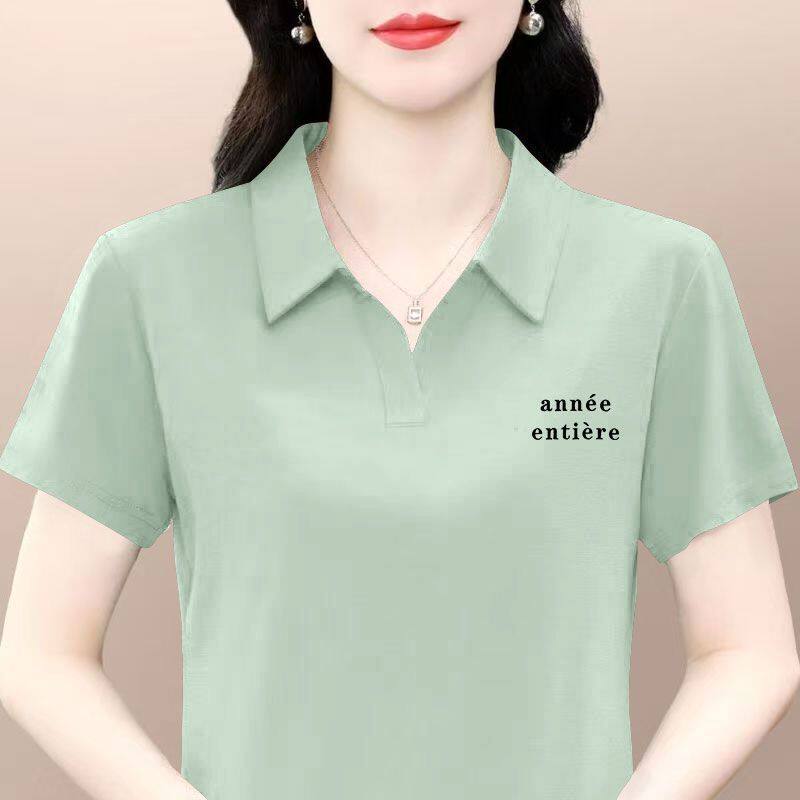 夏季女装纯棉短袖翻领POLO衫T恤时尚爆款洋气百搭宽松显瘦ins上衣