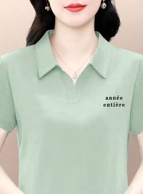 夏季纯棉短袖翻领POLO衫T恤女