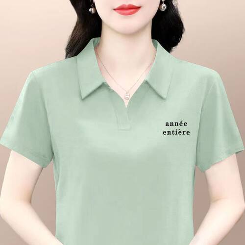 夏季纯棉短袖翻领POLO衫T恤女