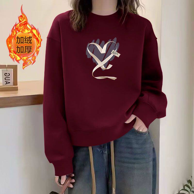 秋冬爆款加绒加厚短款纯棉卫衣女时尚韩版洋气宽松显瘦小个子上衣