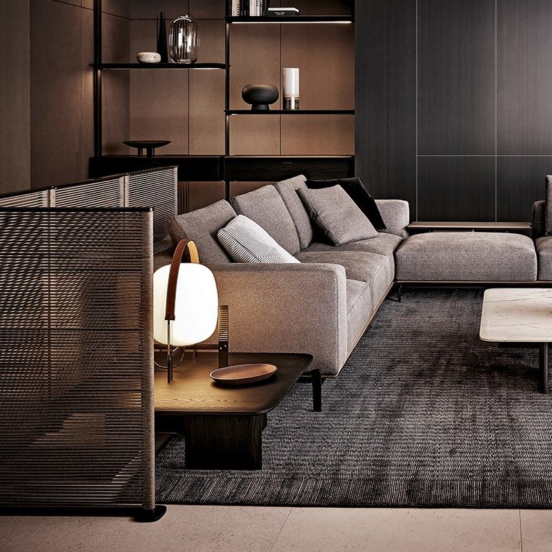 意式极简办公屏风意大利客厅轻奢高端不锈钢可旋转装饰隔断