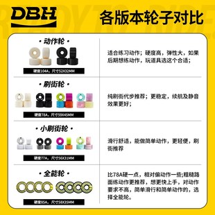 DBH滑板轮子双翘专业板刷街轮全能轮动作轮大鱼板公路软轮备用轮