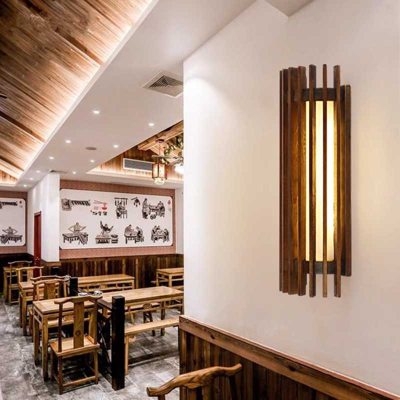 实木壁灯复古创意日式禅意民宿茶楼过道榻榻米led咖啡馆走廊灯具