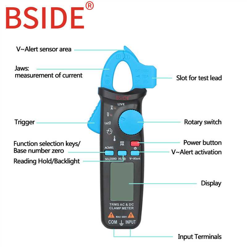 BSIDE ACM91钳形万用表高精度钳形表真有效值电流表电容表表