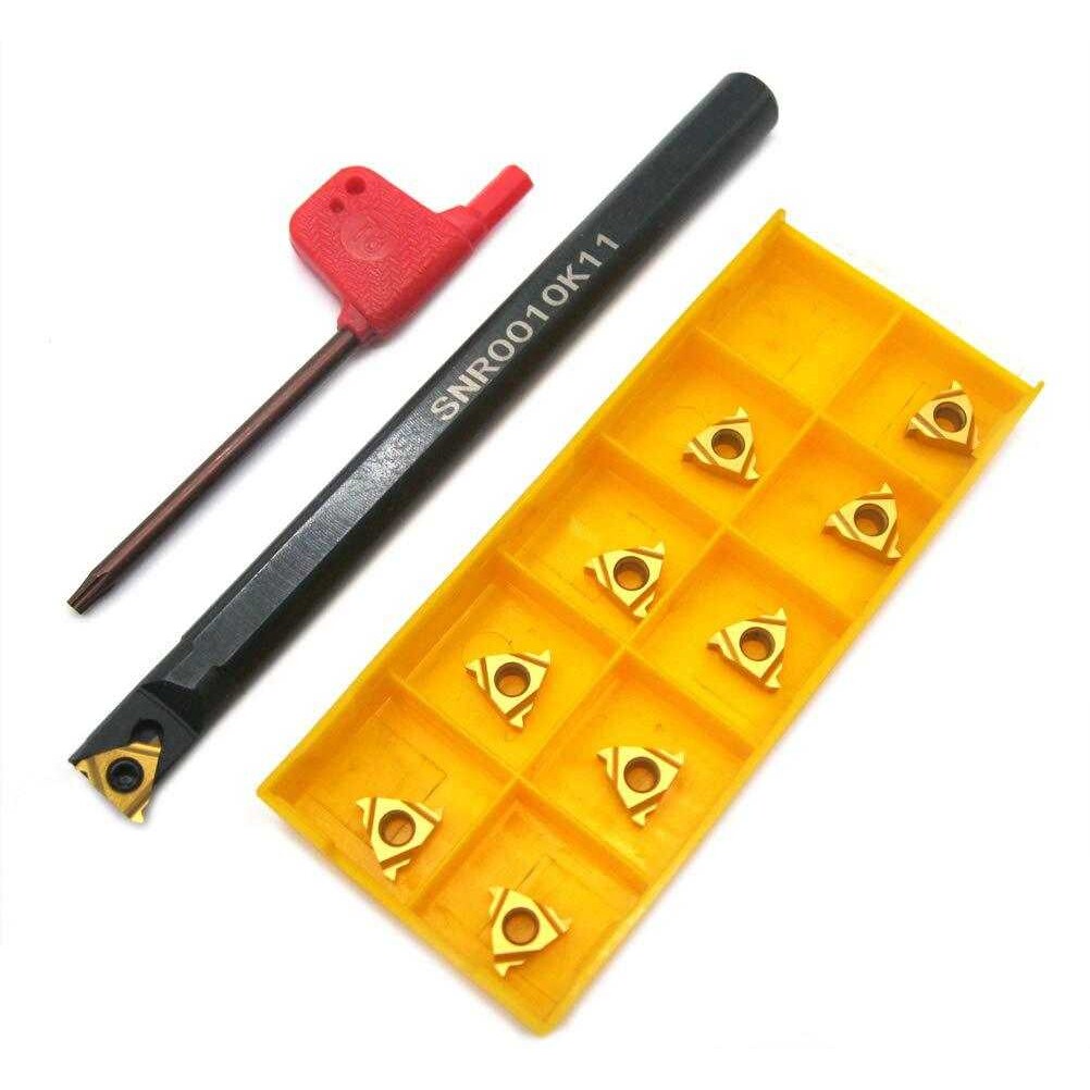 1件车床螺纹镗杆工具SNR0010K11 + 10 件11IR AG60 刀片