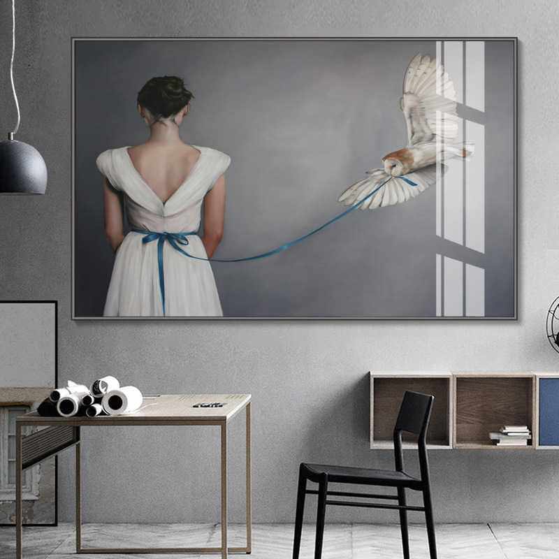 后现代人物客厅装饰画北欧餐厅卧室轻奢简约小众民宿床头晶瓷挂画