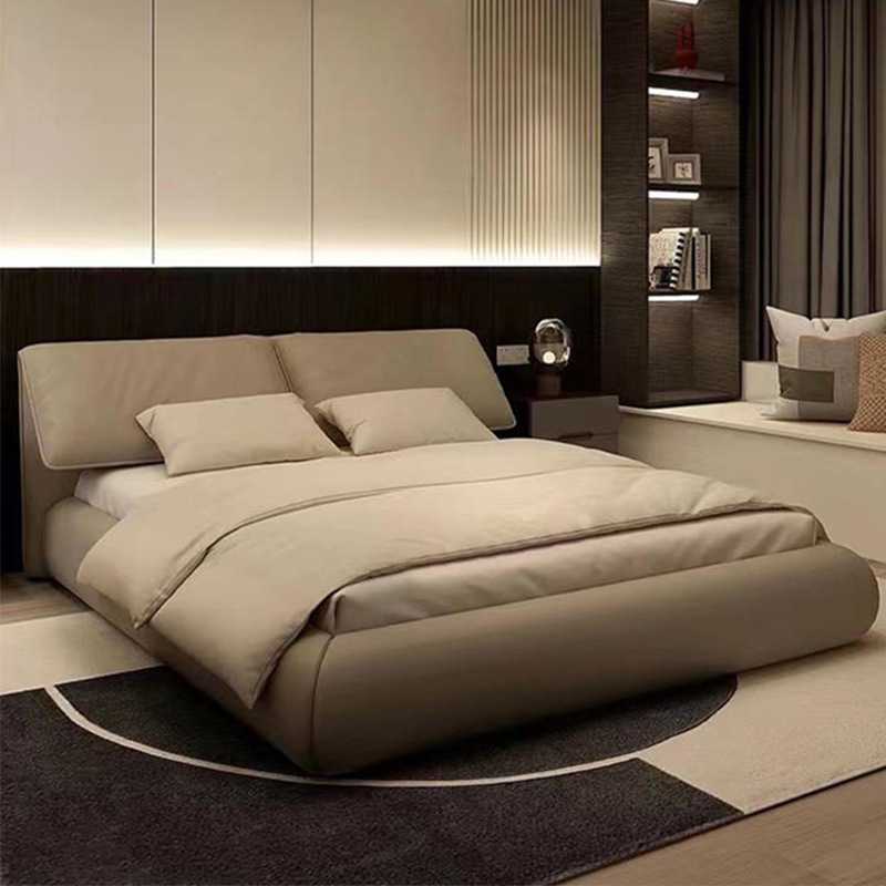 意式轻奢大象耳朵真皮床现代简约双人大床主卧高端大气婚床内嵌床