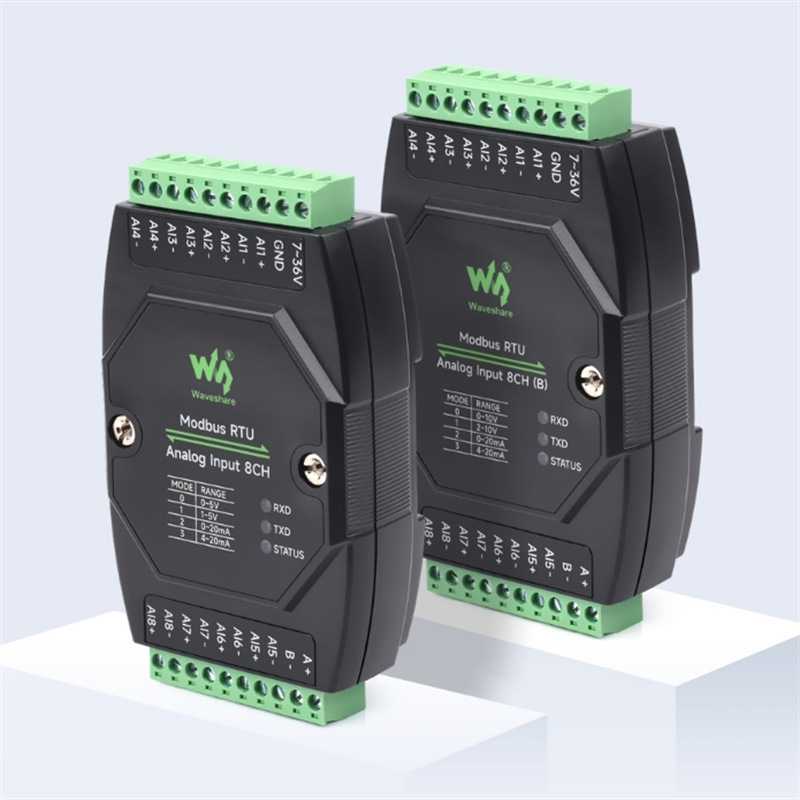 工业级8路模拟量采集模块 导轨式 12位高精度采集DC7~36V电压供电