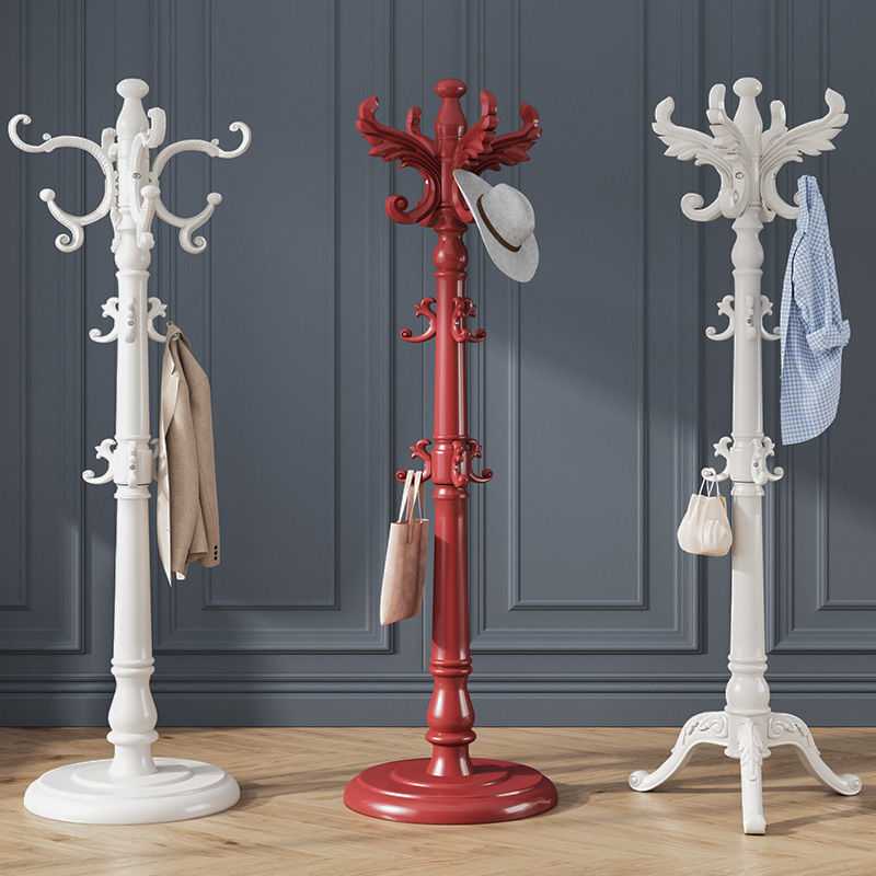欧式实木衣帽架落地卧室挂衣架简约家用包架单杆立式衣服架子