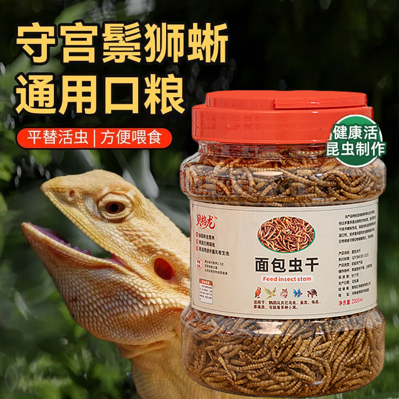 壁虎饲料豹纹守宫鬃狮蜥蜴吃的虫子面包虫干爬宠钙粉高蛋白食物粮