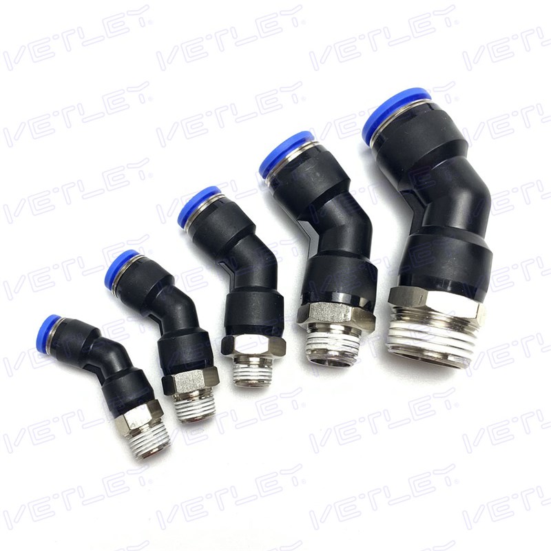 螺纹弯通 PL45 4/6/8/10-01/02/03 锌合金气动快插T接头 PL135 度