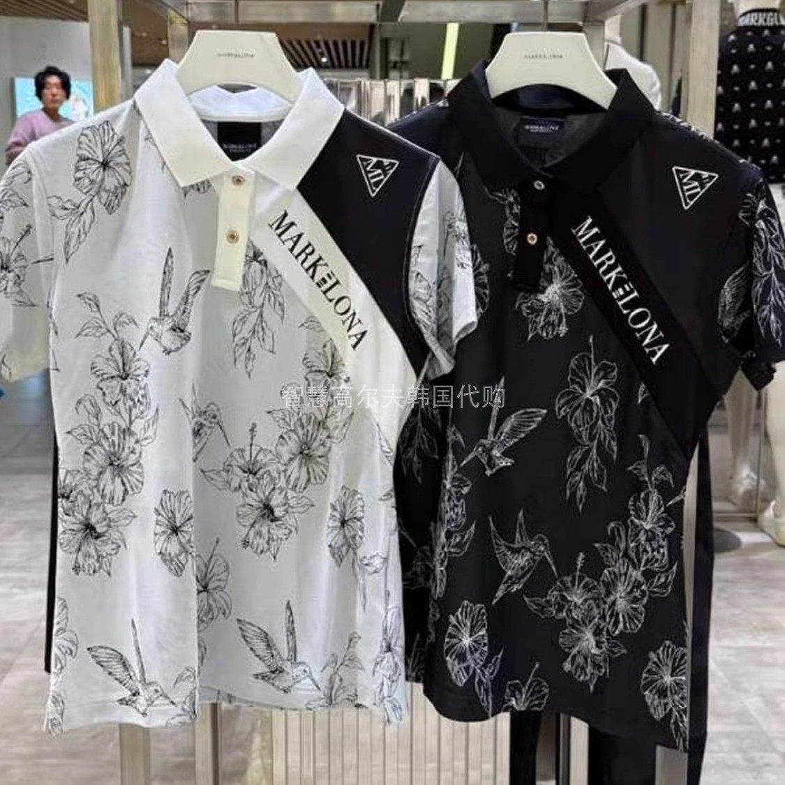 26ss韩国MARK&LONA高尔夫球服上衣男女翻领字标图案短袖T恤polo衫