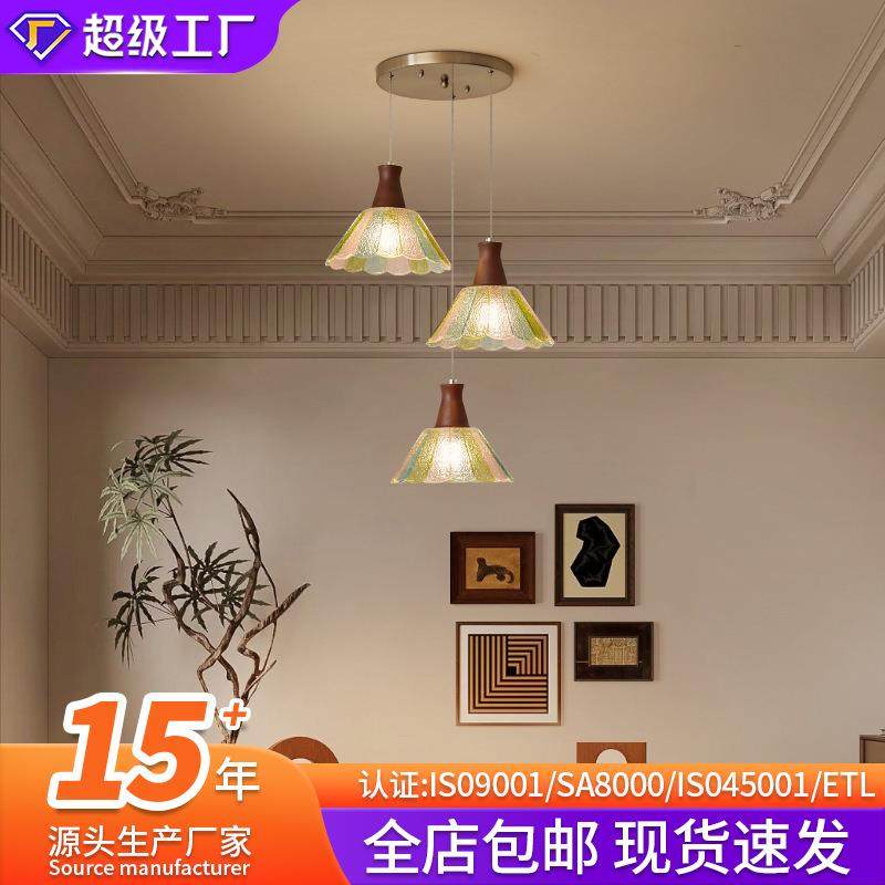 中古风一字餐厅吊灯现代简约设计师款创意民宿卧室床头吊灯玻璃灯