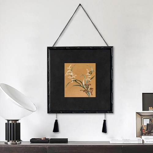 2024新款新中式兰花流苏装饰画中古客厅玄关卧室书房古典精美挂画