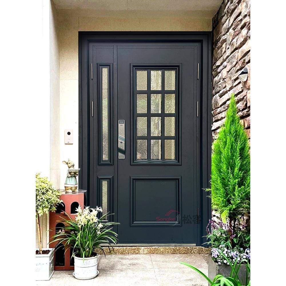 精雕别墅大门双开门入户子母门农村自建房大门玻璃门进户对开定制