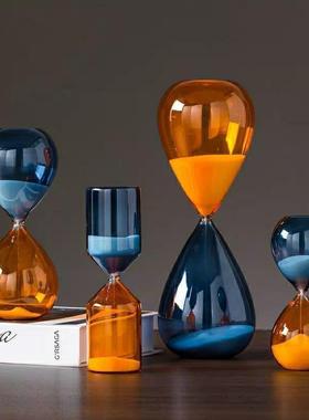 新款轻奢彩色玻璃沙漏计时器15/30/60分钟高级感简约居家装饰摆件