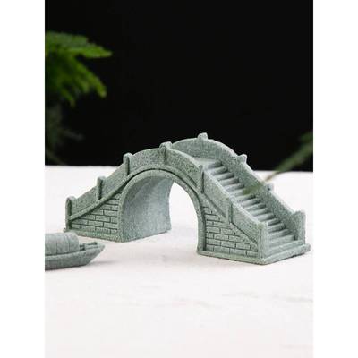 模拟小石桥船摆件流水假山盆景园林花卉景观迷你桥摆件