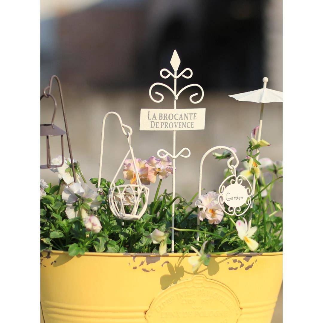 日式zakka铁艺花盆装饰插牌花插造景摆件ins插件挂件多肉配饰