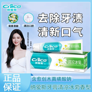 官方正品纳爱斯牙膏清凉冰菊香型益牙护理自盐薄荷香型120g装