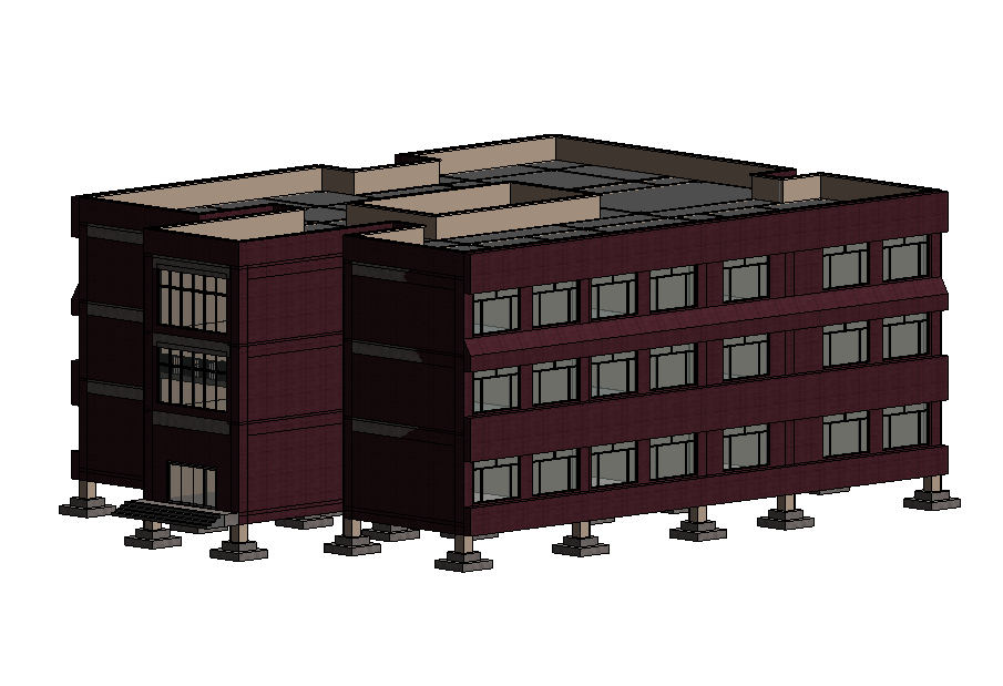 BIM教学楼revit建筑结构模型2016版本全专业小别墅不含CAD图纸