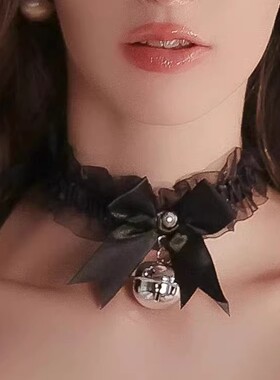 蕾丝蝴蝶结铃铛猫耳项圈女款