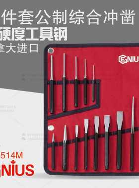天赋GENIUS工具进口14件套公制综合冲凿组石工钢冲子凿子PC-514M