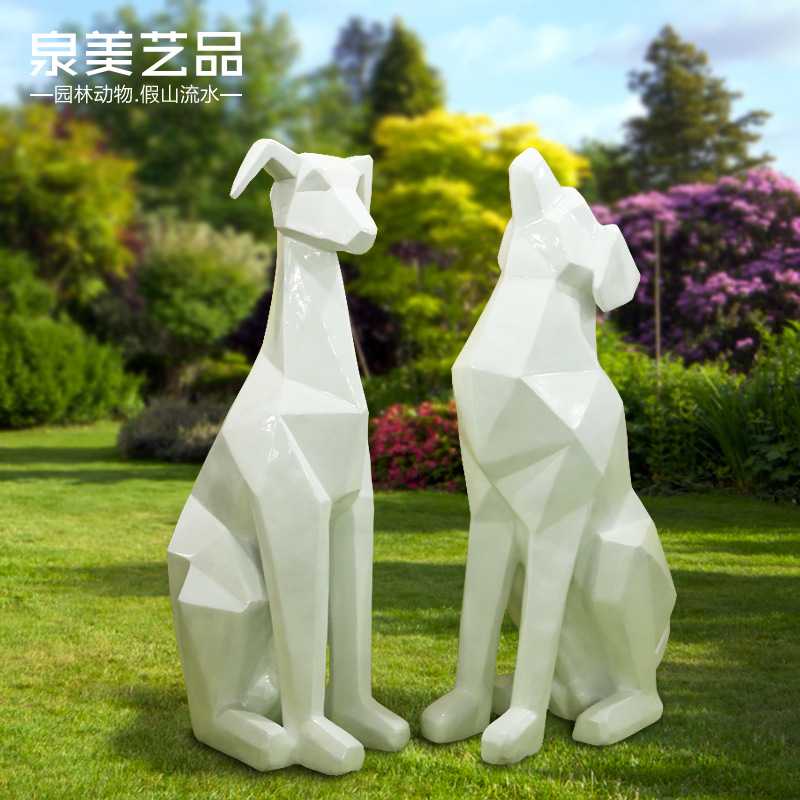 园林雕塑抽象几何梅花鹿花园摆件玻璃钢树脂工艺品庭院动物装饰品