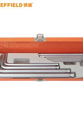 钢盾S050026 10件套公制加长球头内六角扳手（铁盒）L型扳手套装