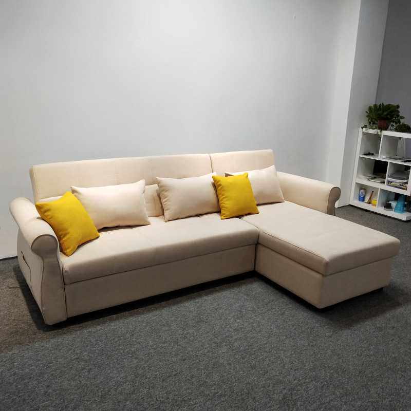 布艺沙发床两用可折叠客厅转角贵妃组合多功能拆洗储物科技布沙发